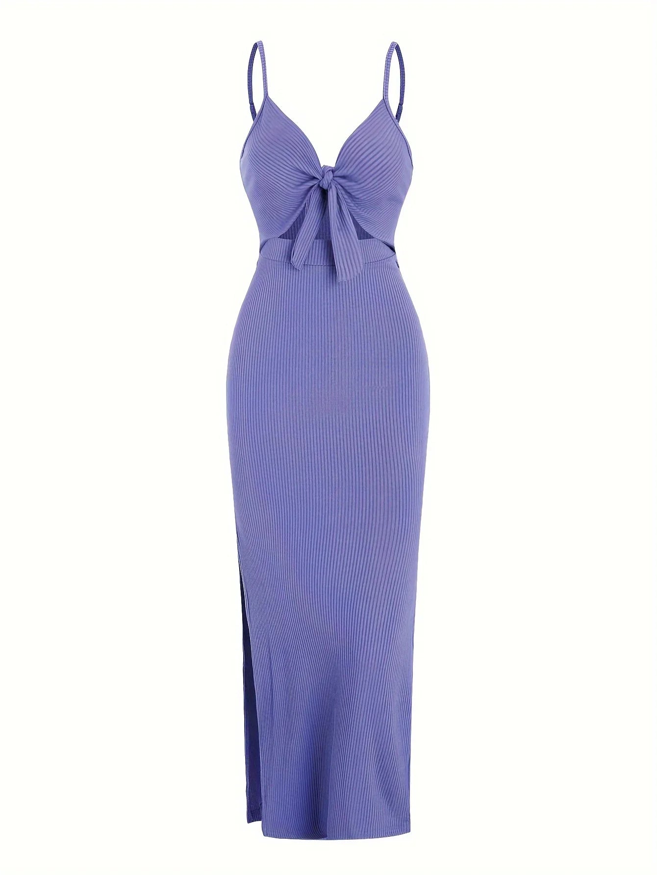 Europe and America Knit Simple Sleeveless Suspender Dress in Spring and Summer, Leaking Back and Sexy Long Skirt with Neck.