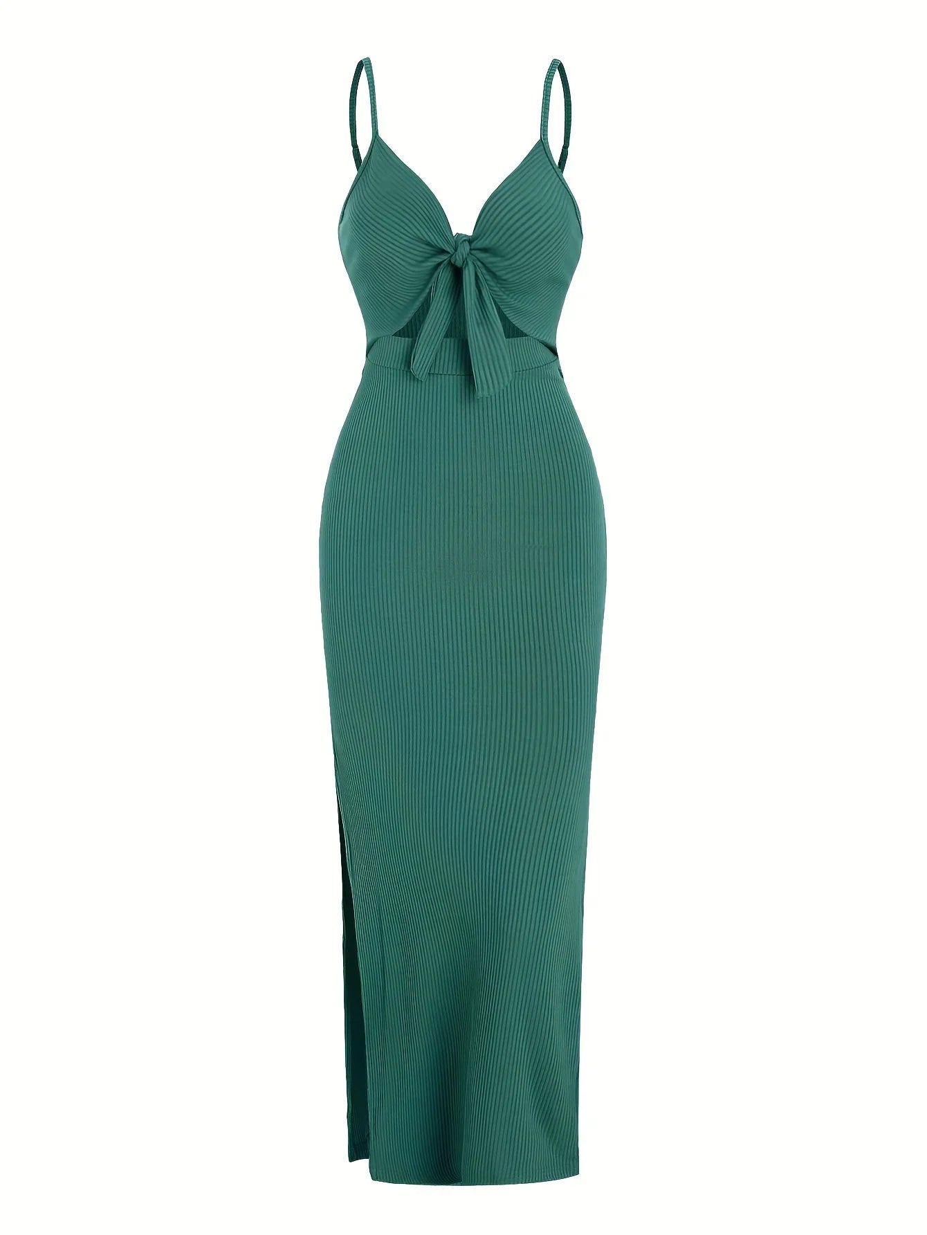 Europe and America Knit Simple Sleeveless Suspender Dress in Spring and Summer, Leaking Back and Sexy Long Skirt with Neck.