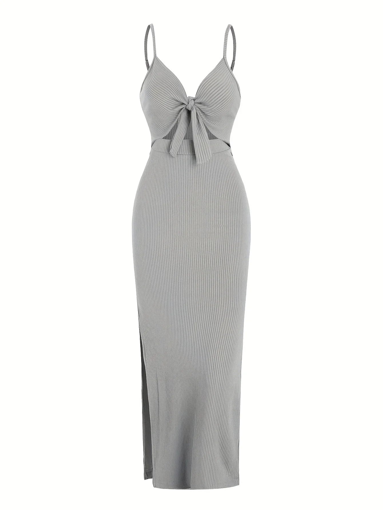 Europe and America Knit Simple Sleeveless Suspender Dress in Spring and Summer, Leaking Back and Sexy Long Skirt with Neck.